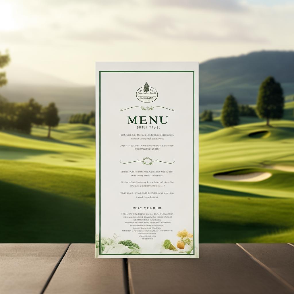 Design a menu card for golf club  which can edit as per  created by AI