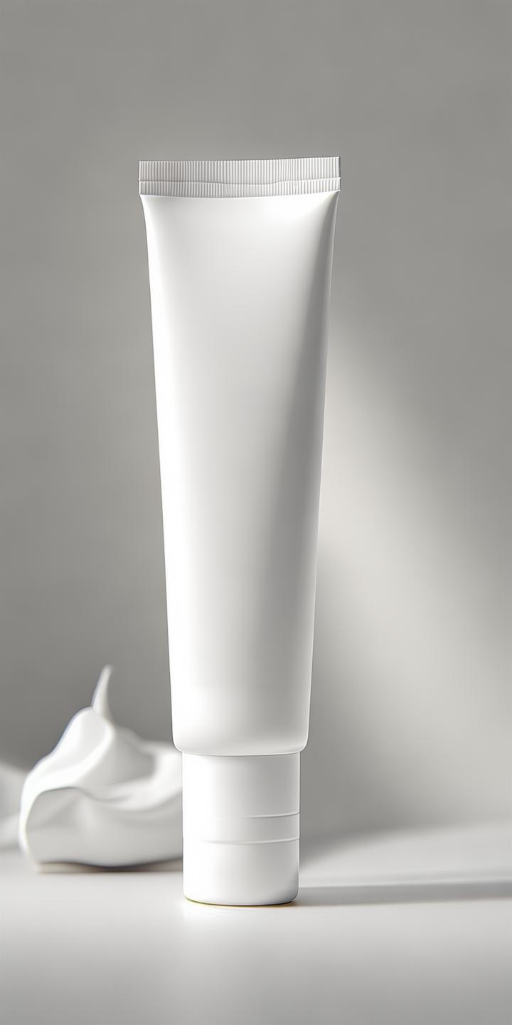 Crea una tubo de crema blanco sin fondo created by AI