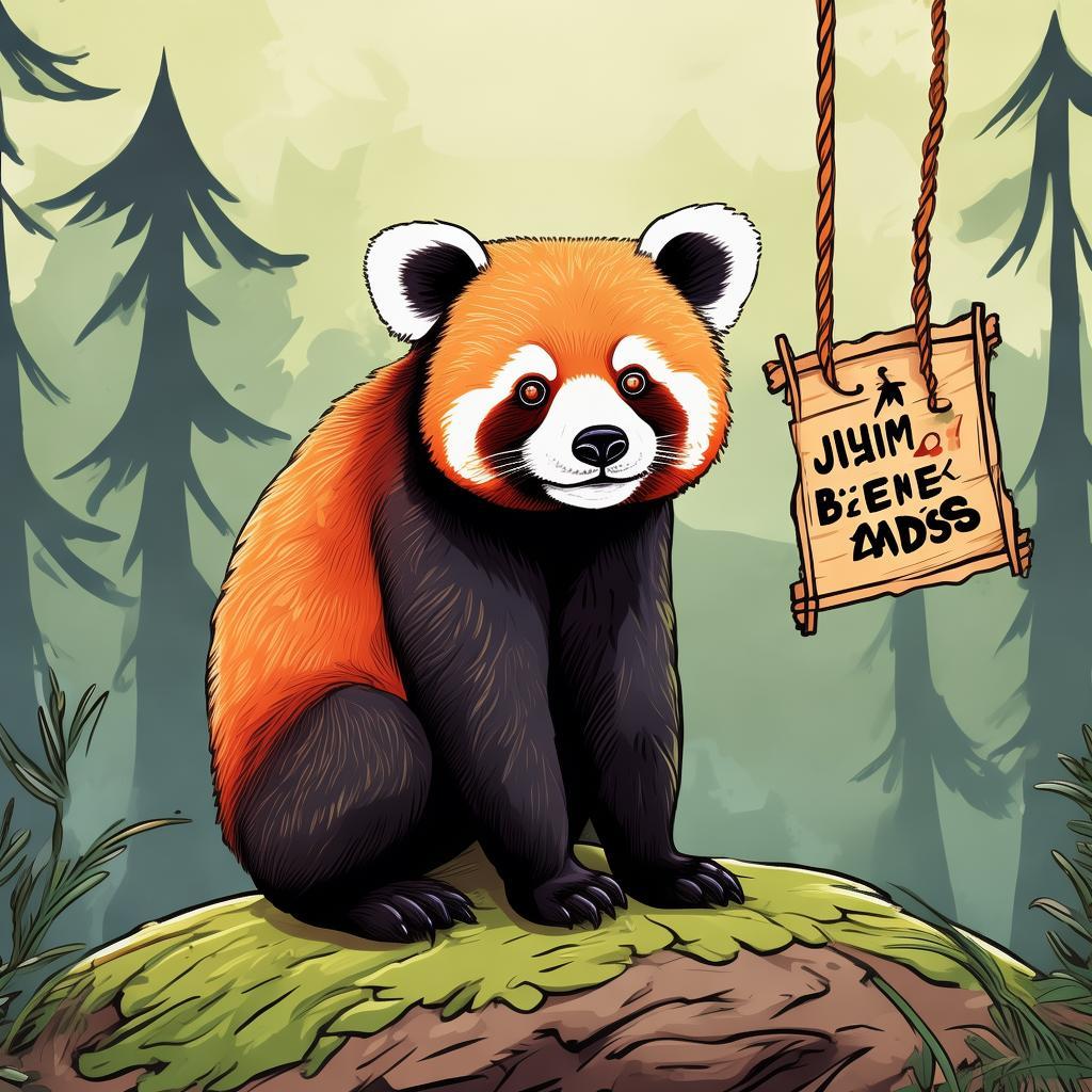 photo d'un panda roux avec écrit dessus avec une pancarte ou il y. écrit dessus : j'aime bien les ads  created by AI