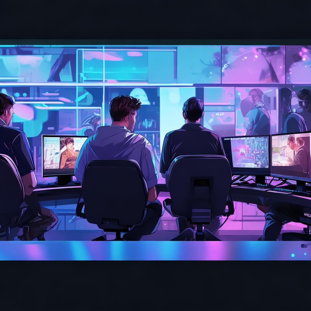 homens mechendo em computadores ,mas em formato de rede vetorizada
 created by AI