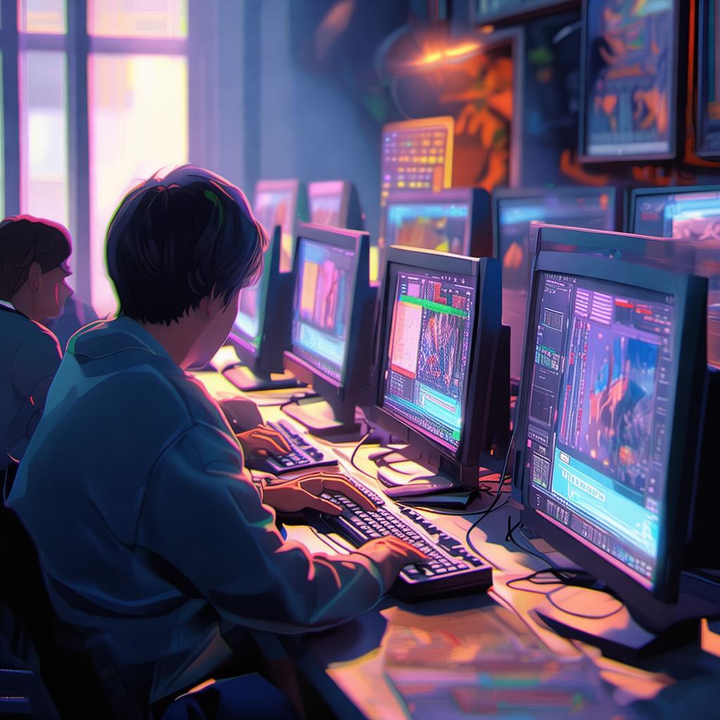 homens mechendo em computadores ,mas em formato de rede vetorizada
 created by AI