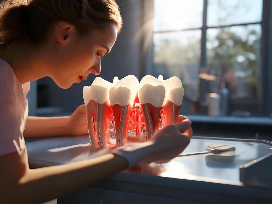 Show me the tooth where a dentist is doing a root canal. created by AI