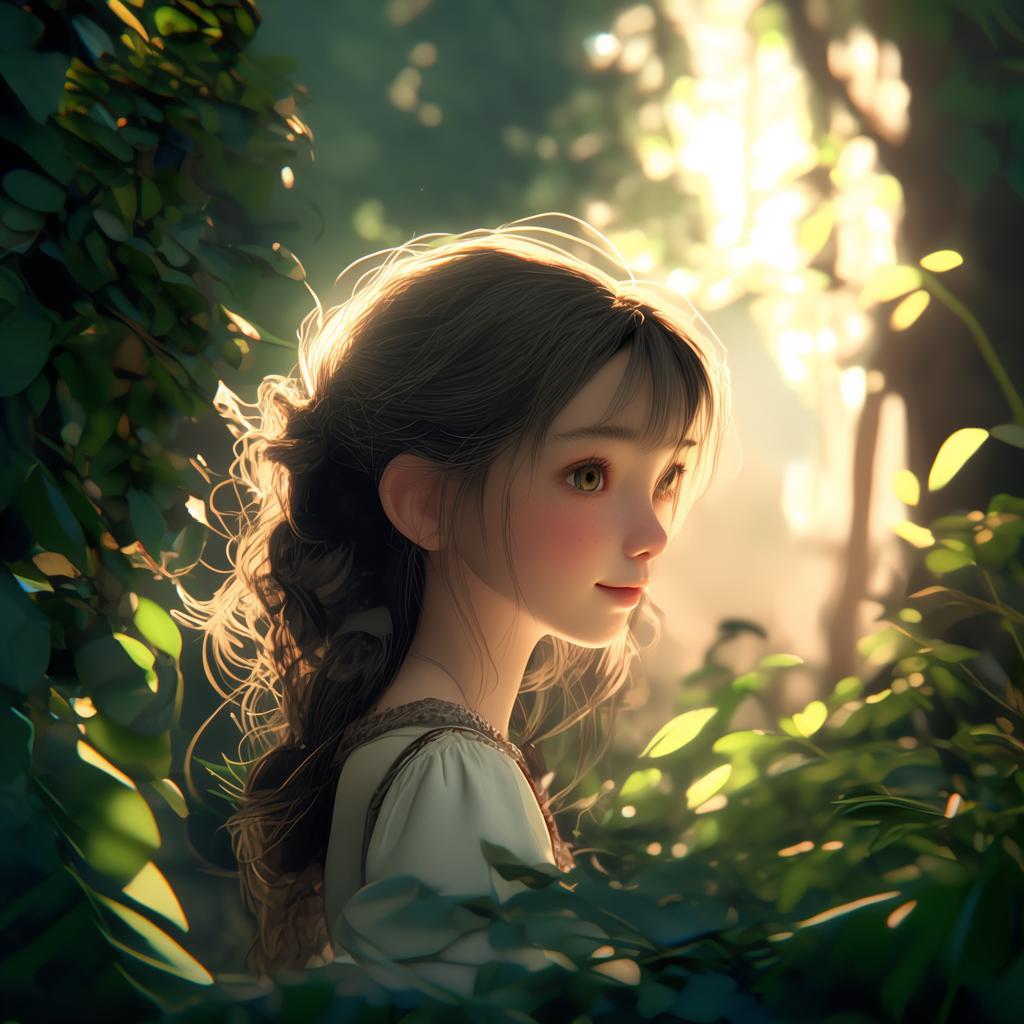 a girl in the Ghibli style created by AI