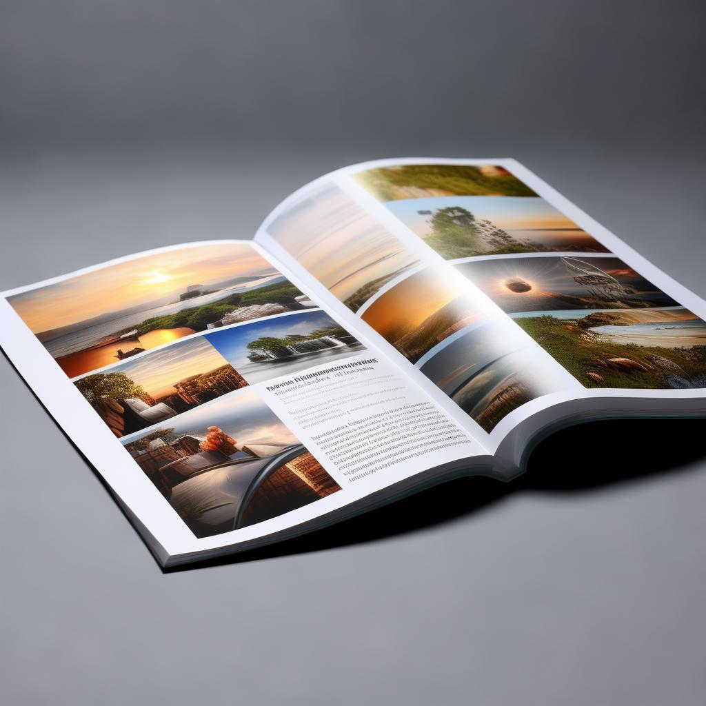 I want to create an advertisement flyer with 8 pages. Pictures and text roll shutters created by AI