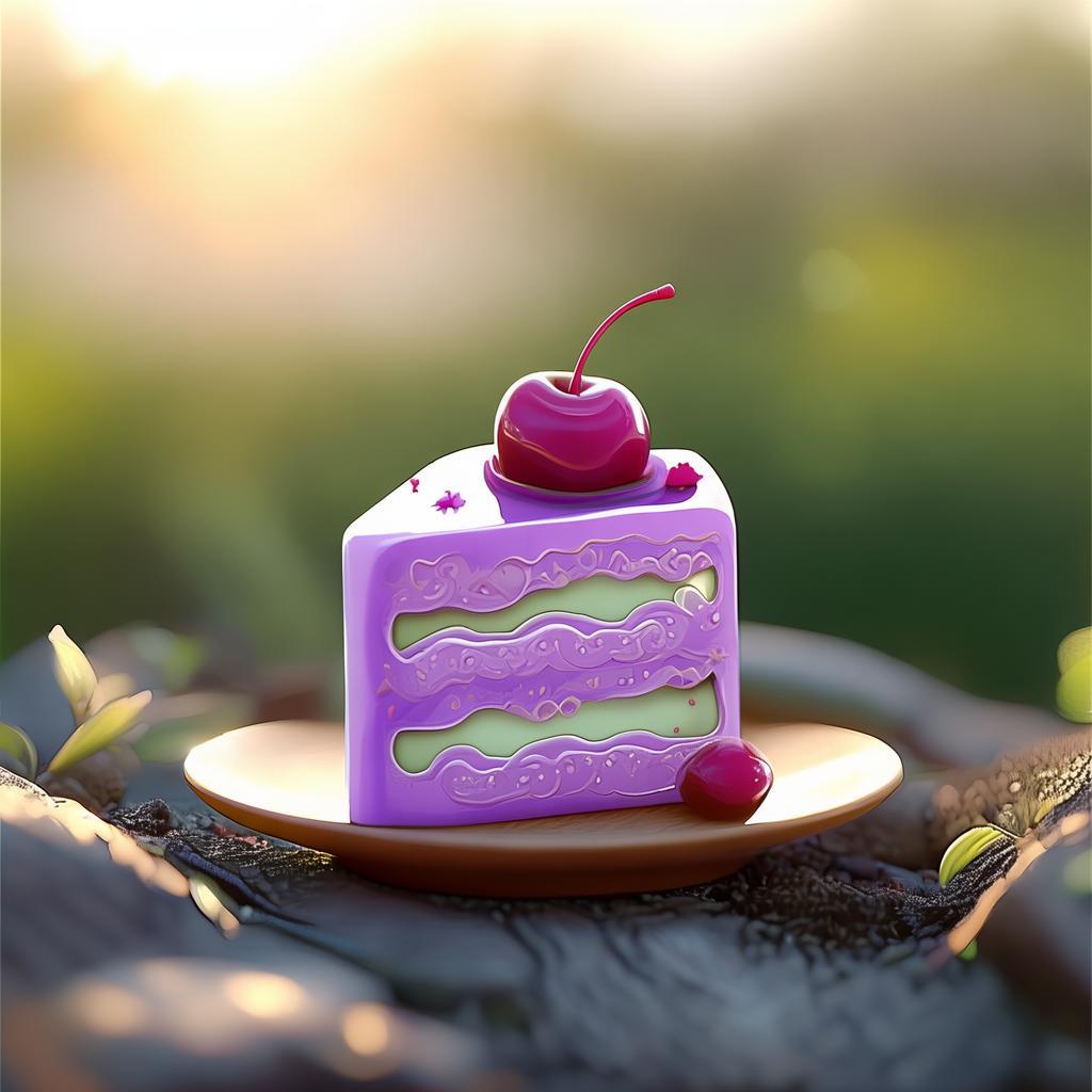 Faça uma logo para nevasca confeitaria, um pedaço de bolo com cereja no topo, bolo roxo com verde como combinar, estilo minimalismo Cartoon logo style created by AI