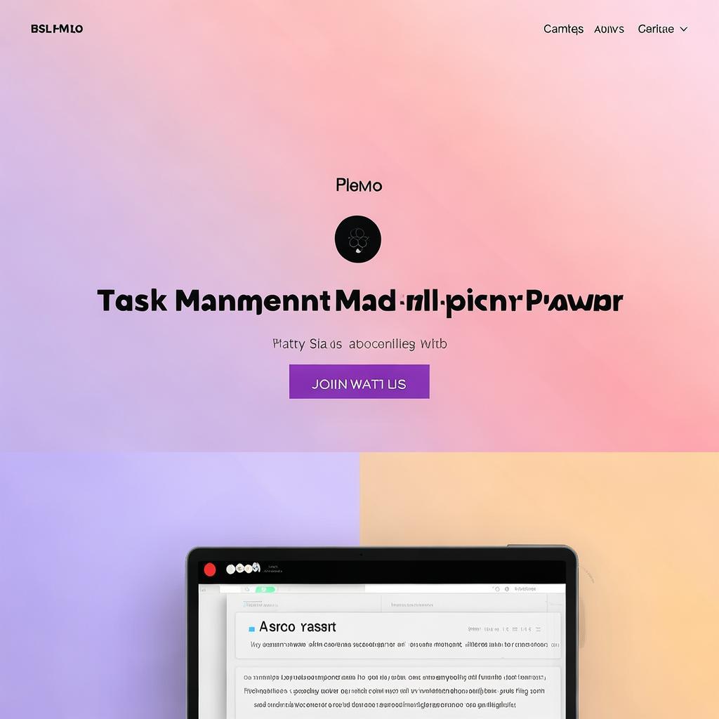 Build a clean and modern SaaS landing page for a task management tool, styled exactly like the “Prismo” example.
Layout & Theme:
• Soft pastel gradient background (left: light purple/pink, right: peach/orange) with a subtle texture
• Hero section centered
• Black logo top-left: “Prismo” with a minimalist flower-like icon
• Navigation bar top-right: Home, Features, Pricing, About, Comparison
• CTA buttons: “Join Waitlist” (outlined), “Contact Us” (black fill)
Hero Content:
• Top small label: “200K+ Projects Managed Daily with Prismo” (red/purple text)
• Bold heading: “Task Management Made Simple and Powerful”
• Subheading: “Boost productivity with seamless task and team management.”
• CTA: “Join Waitlist” (black button, center)
• Rating below CTA: ⭐⭐⭐⭐⭐ “4.9 rating based on 300k users” (Google-style star rating with bold count)
Hero Visual:
• Screenshot of task manager UI in browser frame with tabs, filters, project list. (Use a fake one if needed. Style it like Notion/Trello/Linear UI)
Style Guide:
• Font: Clean, modern sans-serif (like Inter or SF Pro)
• Design: Spaced out, minimal, clean white space
• Vibe: Friendly, trust-building, smooth gradients, light-themed SaaS created by AI
