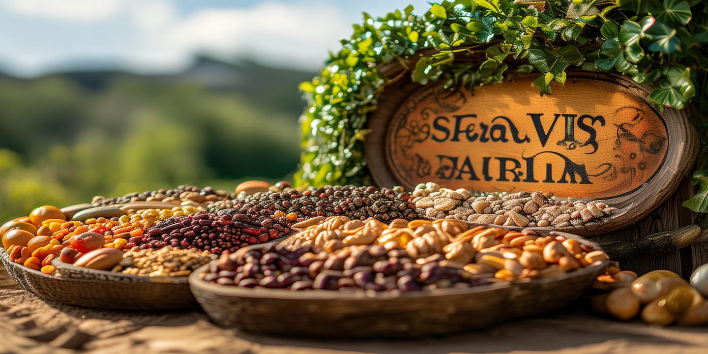 Create a design for a company , SEERVI’S FARM , Organic Superfoods & Wellness Blends , keep nuts and dry fruits in it , include the name
created by AI
