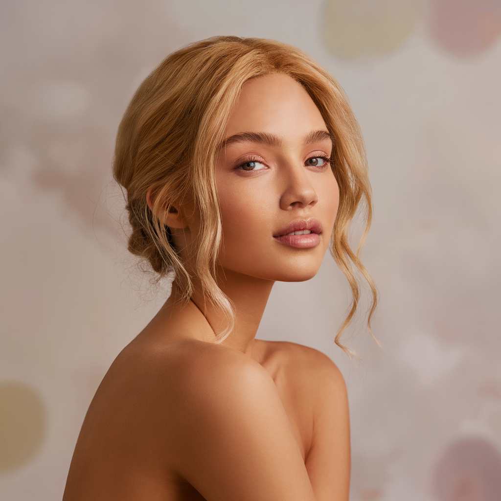 real blond hair beautiful young white woman created by AI