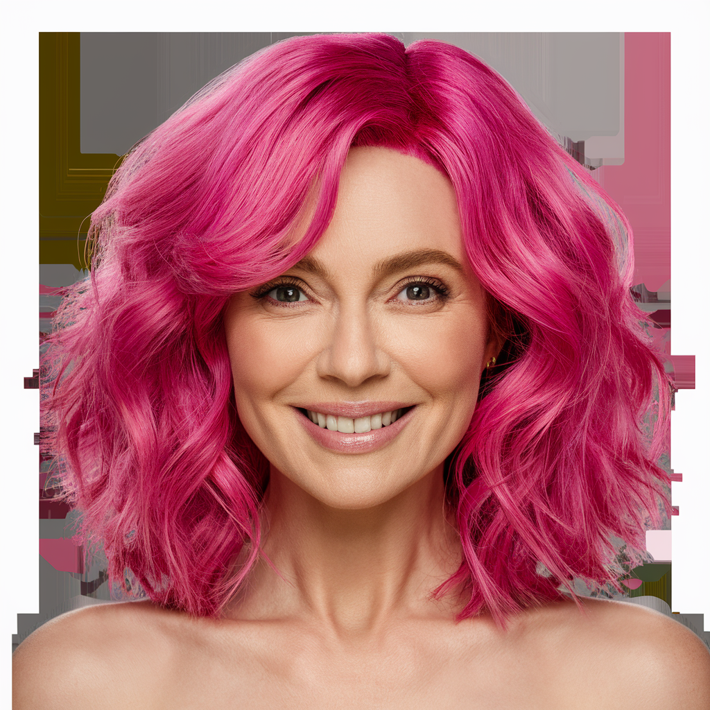pink hair beautiful woman real human created by AI