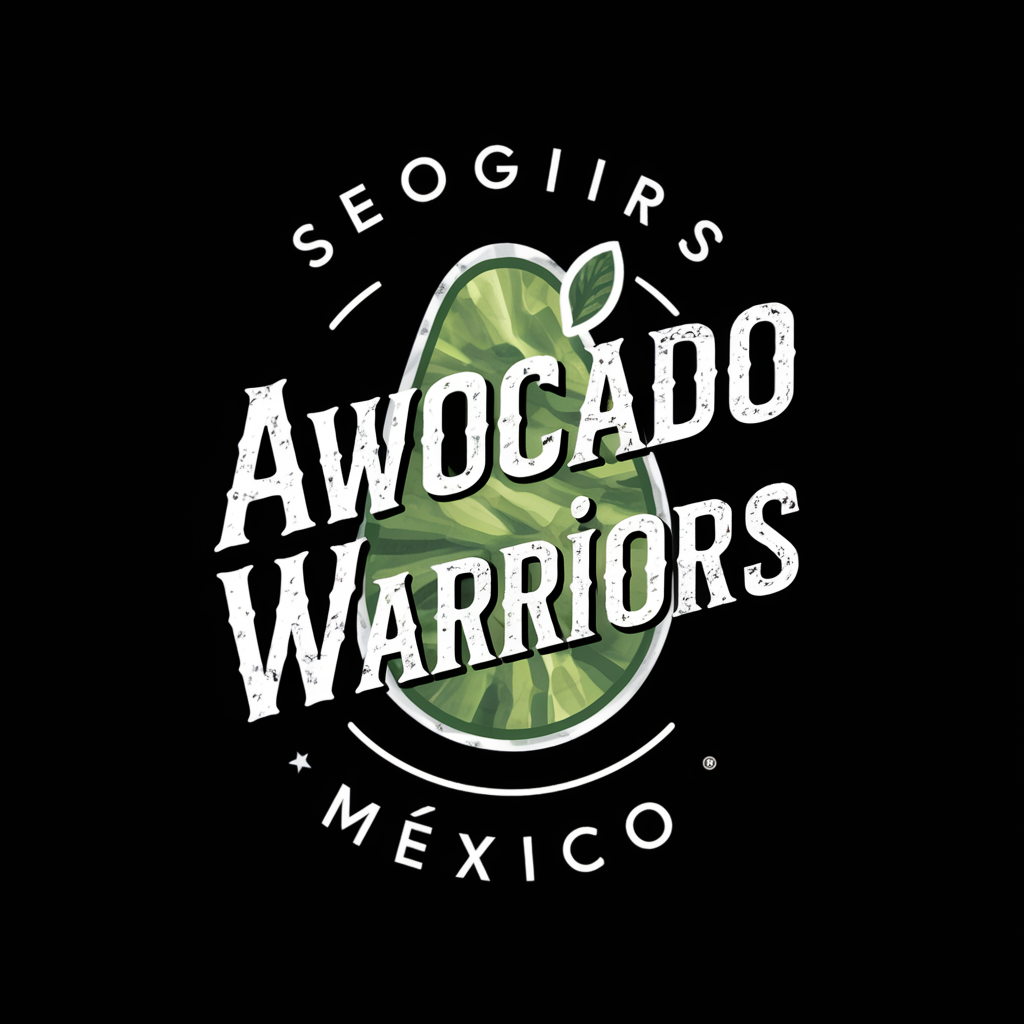AVOCADO WARRIORS MEXICO crea una imagen de el nombre de esta empresa en tonos plata con fondo negro el cual va a servir para slogan  created by AI