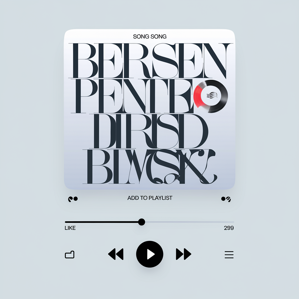 Music Player Card (Minimalist)

Top Section:

	•	Song Artwork:
	•	Full-width image at the top of the card, creating a visually striking effect. This can be a rectangular banner-style display of the album or song cover.

Middle Section (Overlay on Artwork):

	•	Song Information:
	•	Song Title: Large and bold, overlaid on the bottom portion of the song artwork. Semi-transparent background behind the text to ensure readability.
	•	Artist Name: Smaller, under the song title, also overlaid on the artwork.

Bottom Section (Controls and Features):

	•	Playback Controls:
	•	Positioned centrally in the bottom section:
	•	Circular Play/Pause Button: Large and easy to tap, with forward/backward skip buttons on either side.
	•	Shuffle and Repeat Icons: Smaller, positioned above or below the Play button.
	•	Progress Bar:
	•	A sleek, thin bar spanning the width of the card. Shows current playtime on the left (1:15) and total song duration on the right (3:45).

Interactive Elements:

	•	Like Button (heart icon): Left-aligned beneath the progress bar.
	•	Add to Playlist Button (plus icon): Right-aligned beneath the progress bar.

Color Scheme:

	•	Background: Clean, minimalist light theme with neutral tones (light gray or white) or a gradient background.
	•	Text and Buttons: High-contrast (black/dark gray) text for readability. Buttons (like Play, Like) in a pop color, like vibrant blue or red.

Card Animation/Interaction:

	•	Hover Effects: On hover, the song artwork subtly zooms in, and buttons become more vibrant.
	•	Animated Progress Bar: The progress bar fills smoothly as the song plays, with slight pulsating effects on the Play button.

Suggestions:

	1.	Minimalism: This design emphasizes simplicity, making it easy to interact with and clean visually.
	2.	Color and Animation: Use subtle, tasteful animations and pop colors to make the card feel modern without overwhelming the user.
	3.	Accessibility: Ensure that the buttons are large enough to tap comfortably, especially for mobile users. The layout is responsive, with elements stacking vertically on smaller screens. created by AI
