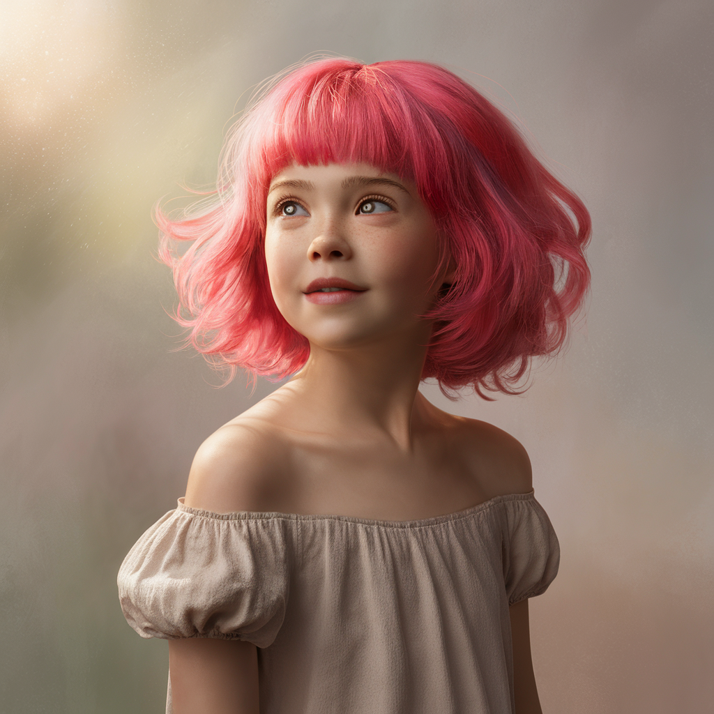 pink hair beautiful girl real human created by AI
