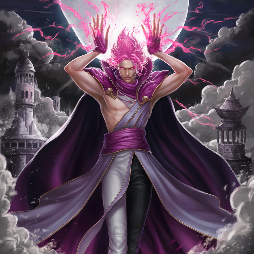 pink girl Sylas,from the game league of legends created by AI