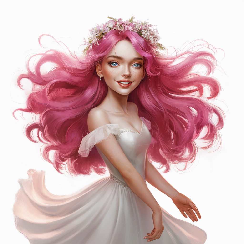 real pink hair beautiful young white woman created by AI
